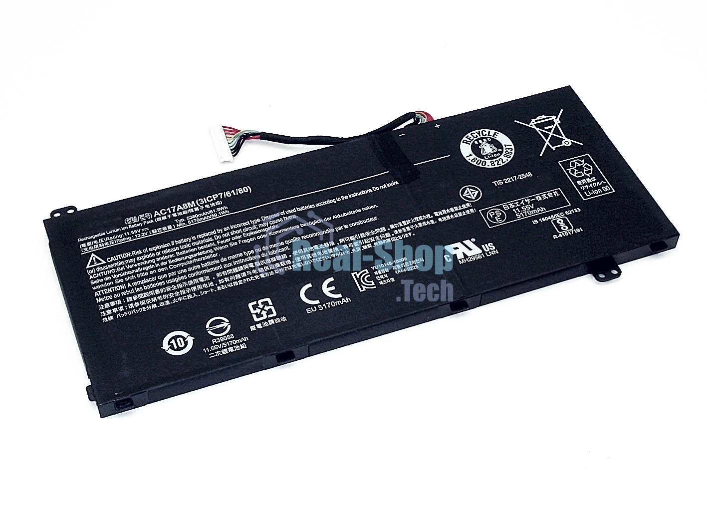 Аккумуляторная батарея для ноутбука Acer Spin 3 SP314-52 11.55V 5360mAh черный