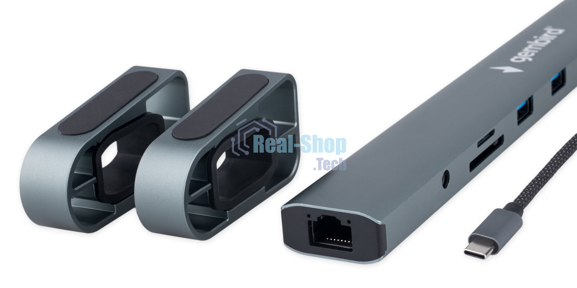 USB-концентратор Type-C Gembird UHB-D5, 10в1: 3xUSB3.1, Type-C PD87W, Jack 3.5, SD/TF, HDMI, RJ45, Type-C, кабель 14см, алюминий