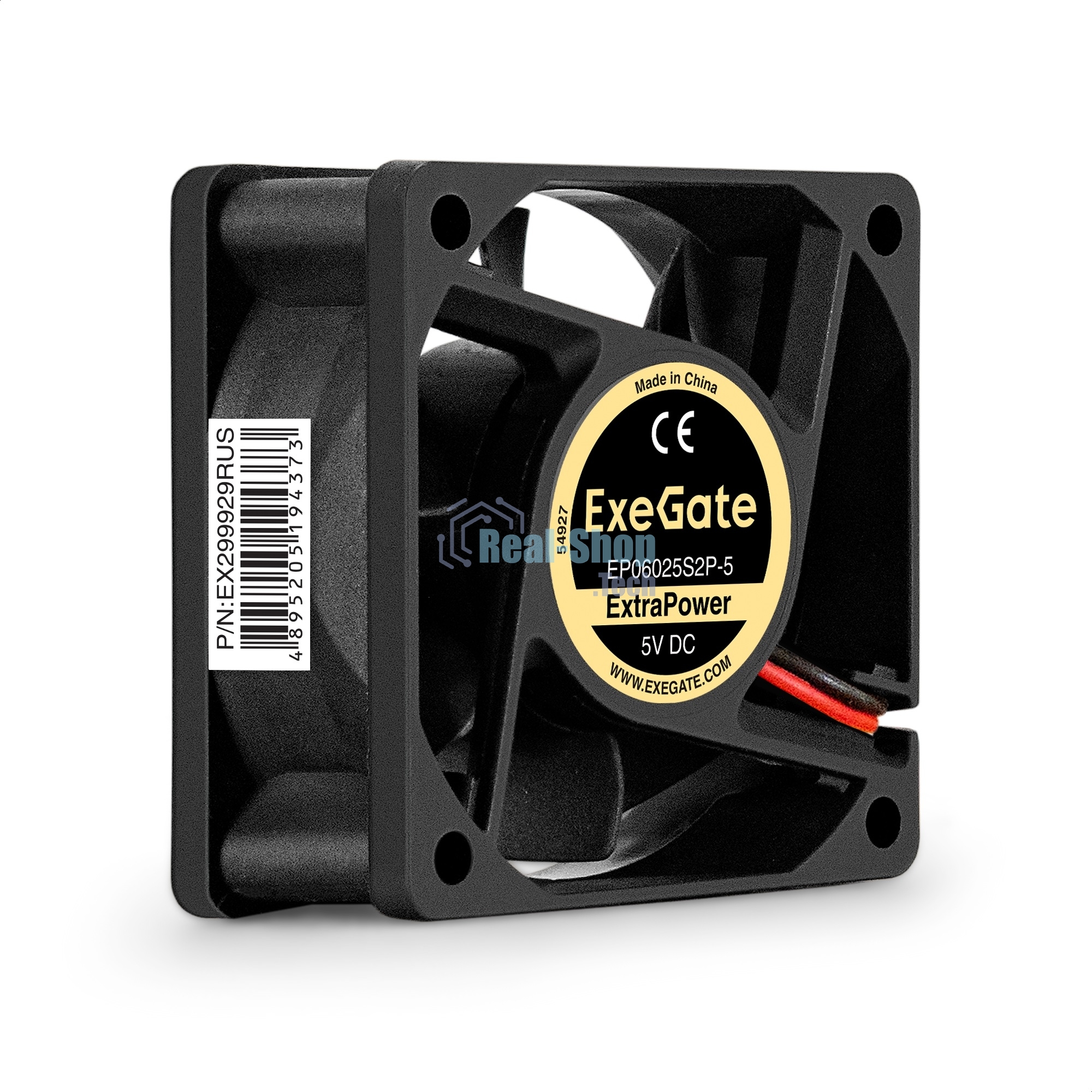 Вентилятор 5В DC ExeGate ExtraPower EP06025S2P-5 (60x60x25 мм, Sleeve bearing (подшипник скольжения), 2pin, 4800RPM, 33dBA)