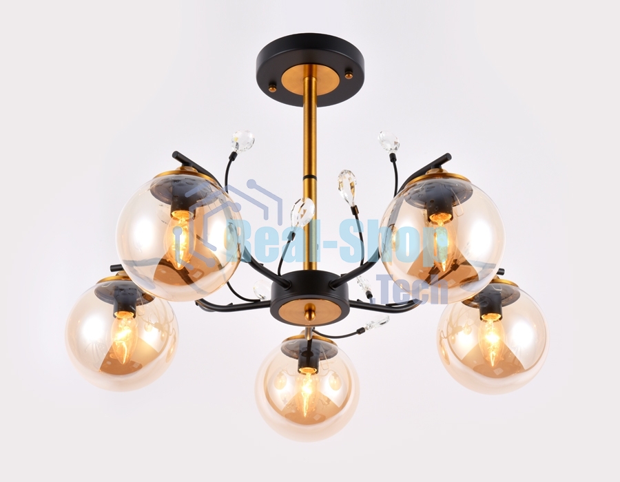 Светильник Ambrella light TR9072/5 BK/TI черный/янтарь E14 max 40W D620*420
