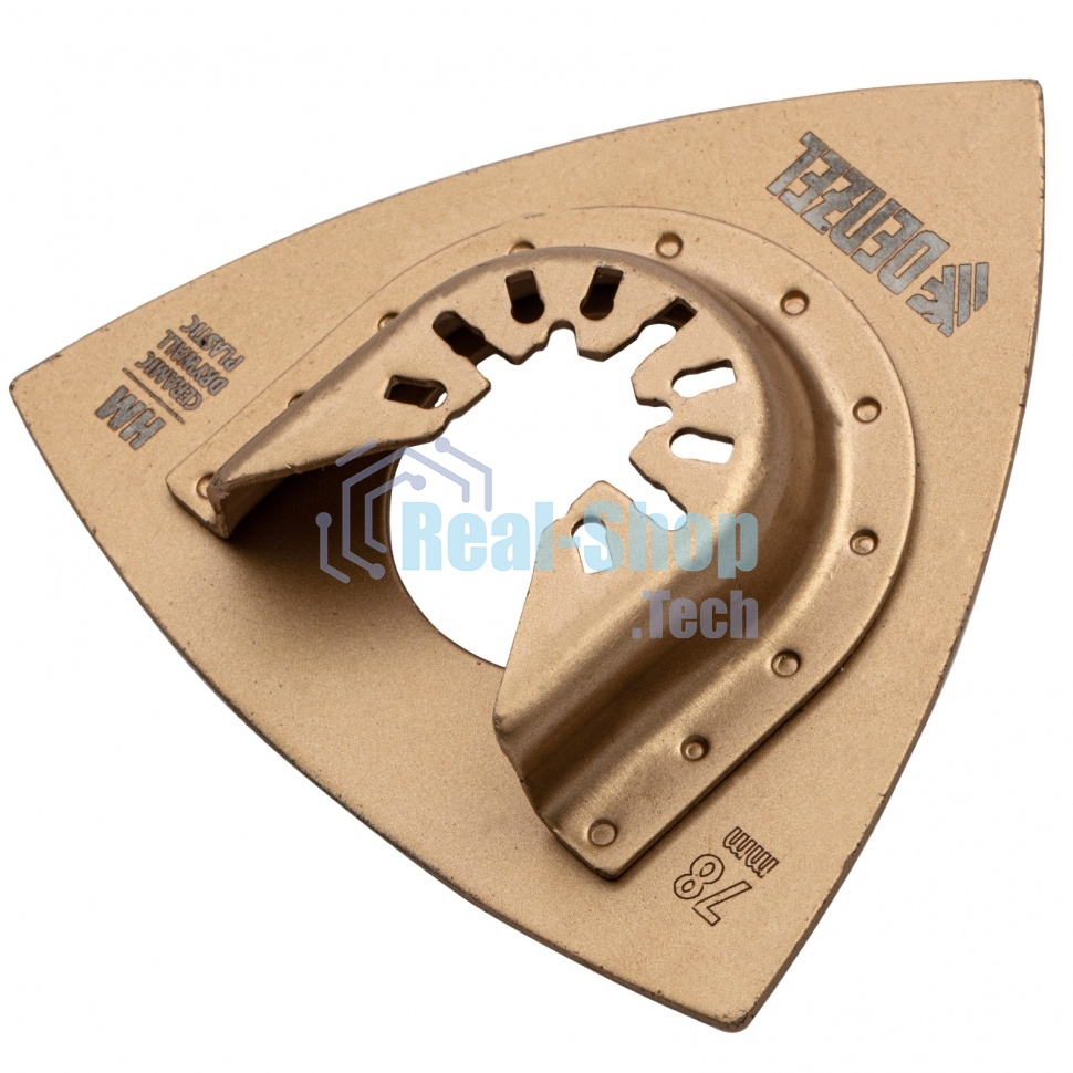 Насадка для МФИ Denzel шлифовальная дельтовидная, HM, по плитке и дереву, 78 мм