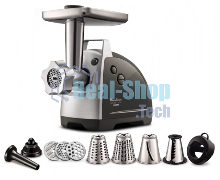 Мясорубка электрическая Moulinex ME688832 черный, 2200 Вт, 4.5 кг/мин, реверс, насадки - 6
