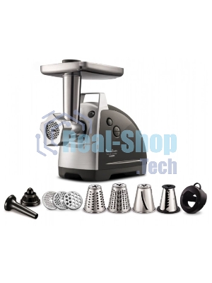 Мясорубка электрическая Moulinex ME688832 черный, 2200 Вт, 4.5 кг/мин, реверс, насадки - 6