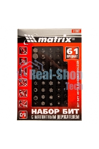 Набор бит Matrix с магнитным держателем, CrV, 61шт