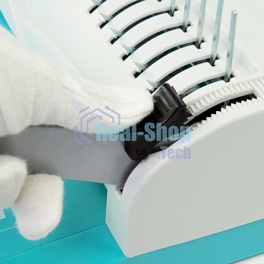 Переплетчик Heleos БП13п бирюзово-белый (БП13ПББ) A4/перф.13л.сшив/макс.450л./пластик.пруж. (6-51мм)