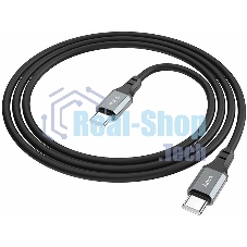 Кабель USB2.0 Hoco Type-C/Type-C, 3А, 60Вт, силиконовая оплетка, X86, 1м, черный, коробка
