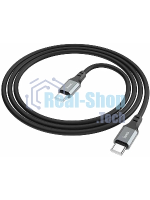 Кабель USB2.0 Hoco Type-C/Type-C, 3А, 60Вт, силиконовая оплетка, X86, 1м, черный, коробка