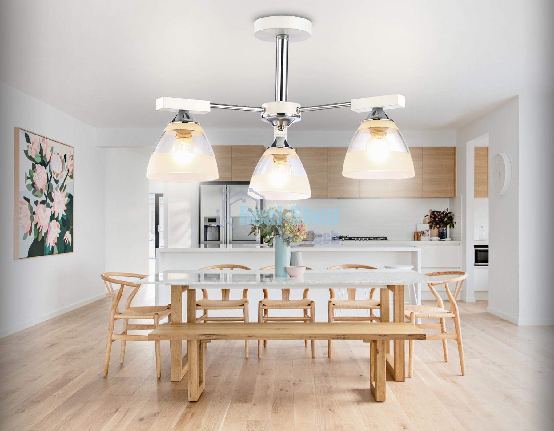 Светильник Ambrella light TR9091/3 WH/CH белый/хром E27*3 max 40W D570*270