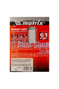 Набор бит Matrix с магнитным держателем, CrV, 61шт
