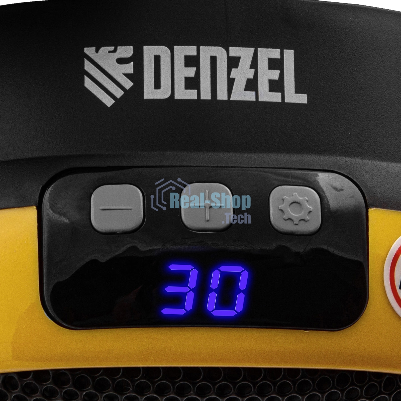 Тепловентилятор керамический Denzel DTFC-700 портативный, черный/желтый, 700 Вт, 10 м2, цифровой термостат