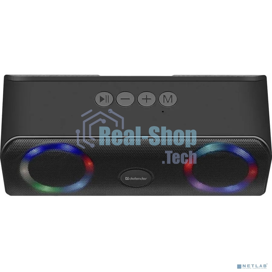 Акустическая система Defender LIGHT/BT/FM/USB/TF/AUX Q1 черный 10 Вт