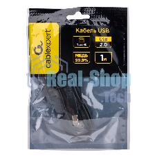 Кабель USB2.0 Cablexpert CCF-USB2-AMBM-1M, AM/BM, медь, двойн.экран, фер.кольцо, Pro, 1м, черный, пакет