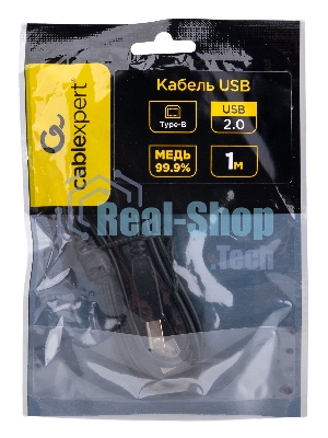 Кабель USB2.0 Cablexpert CCF-USB2-AMBM-1M, AM/BM, медь, двойн.экран, фер.кольцо, Pro, 1м, черный, пакет