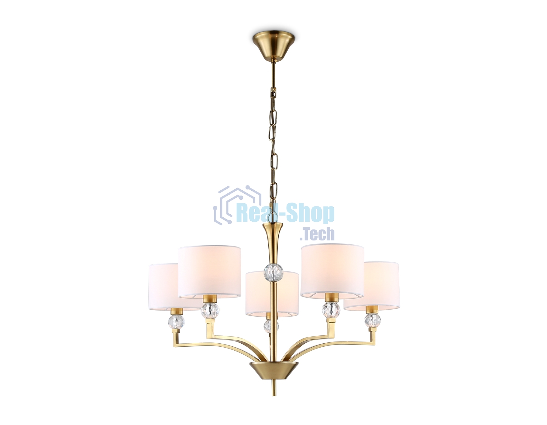 Люстра Ambrella light LH71131/5 BS/WH латунь/белый E14/5 max 40W D660*880