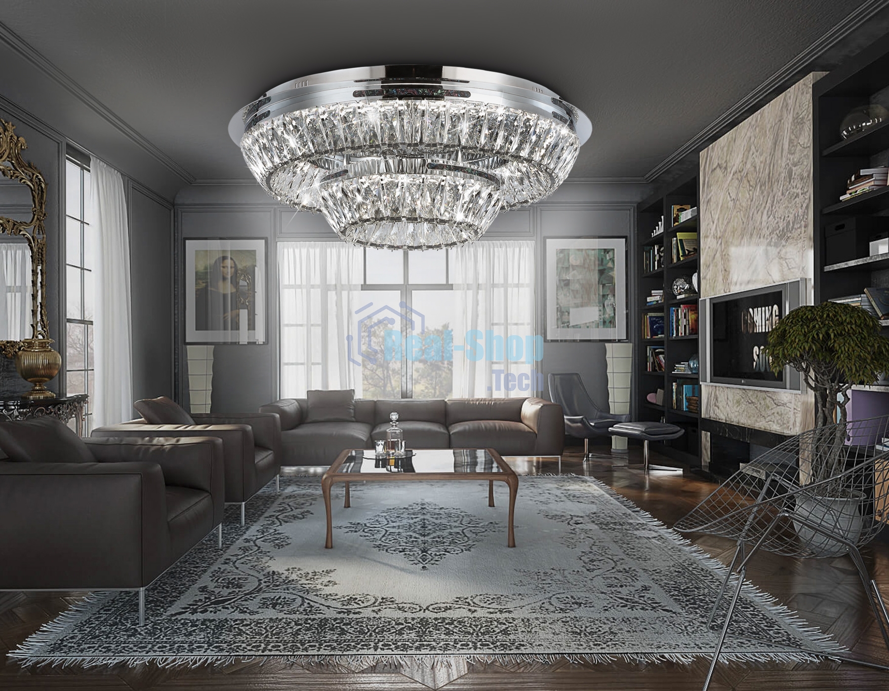 Светильник Ambrella light TR5029 CH/CL хром/прозрачный 3000K/4200K/6400K 81W D600*207 (Без ПДУ)