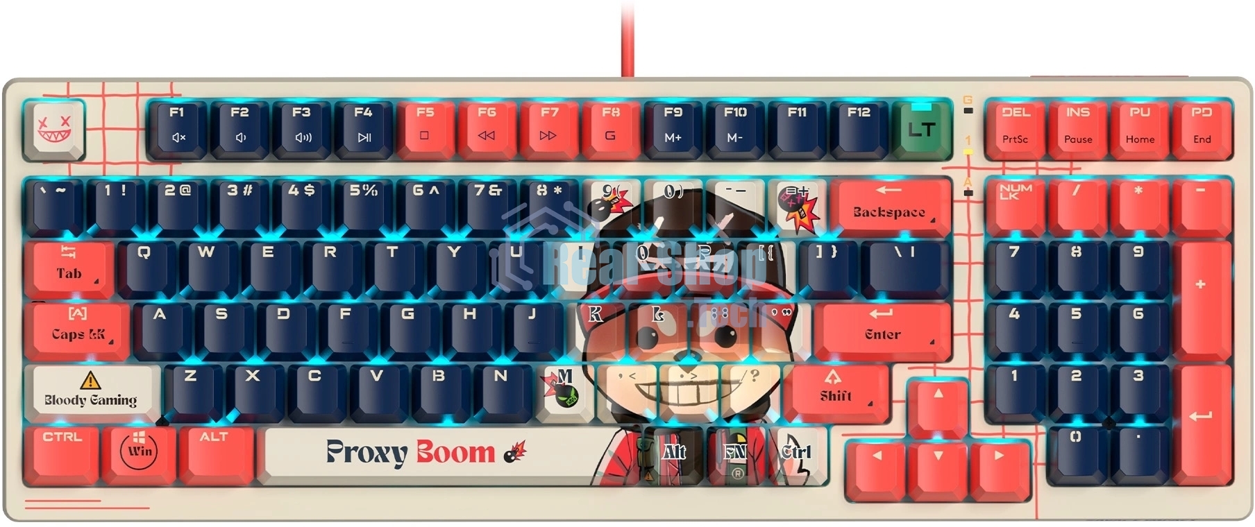 Клавиатура проводная A4Tech Bloody AT98 Proxy Boom USB бежевый/красный