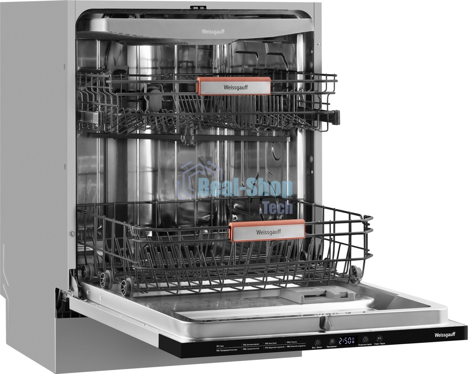 Встраиваемая посудомоечная машина Weissgauff BDW 6038 Infolight, белый, 59.8 см, 14 компл., 49 дБ, класс A++