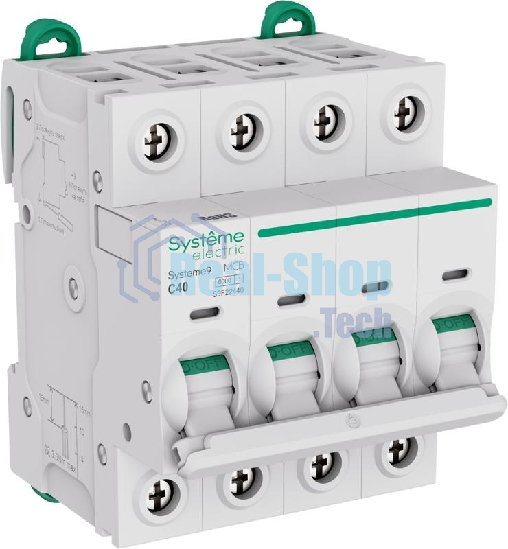 Выключатель автоматический 4П 40А характеристика C 6кA 400В Systeme Electric Systeme9 (кратно 1)