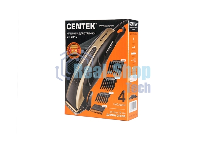 Машинка для стрижки Centek CT-2110 (черный/золотой) титановые ножи, прорезиненный корпус