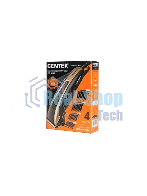 Машинка для стрижки Centek CT-2110 (черный/золотой) титановые ножи, прорезиненный корпус