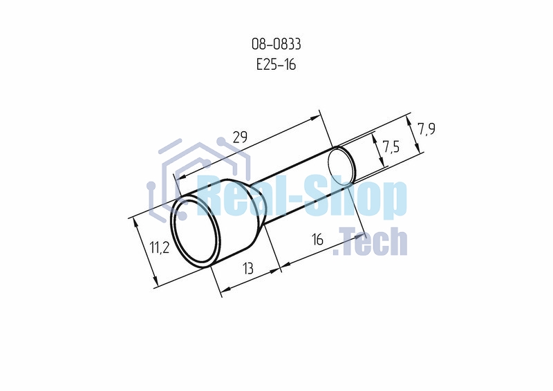 Наконечник штыревой втулочный изолированный Rexant F-16 мм 25 мм² (НШВи 25-16) черный