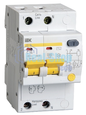Выключатель автоматический дифференциального тока IEK 2п 16А/30мААД-12 MAD10-2-016-C-030 (5)