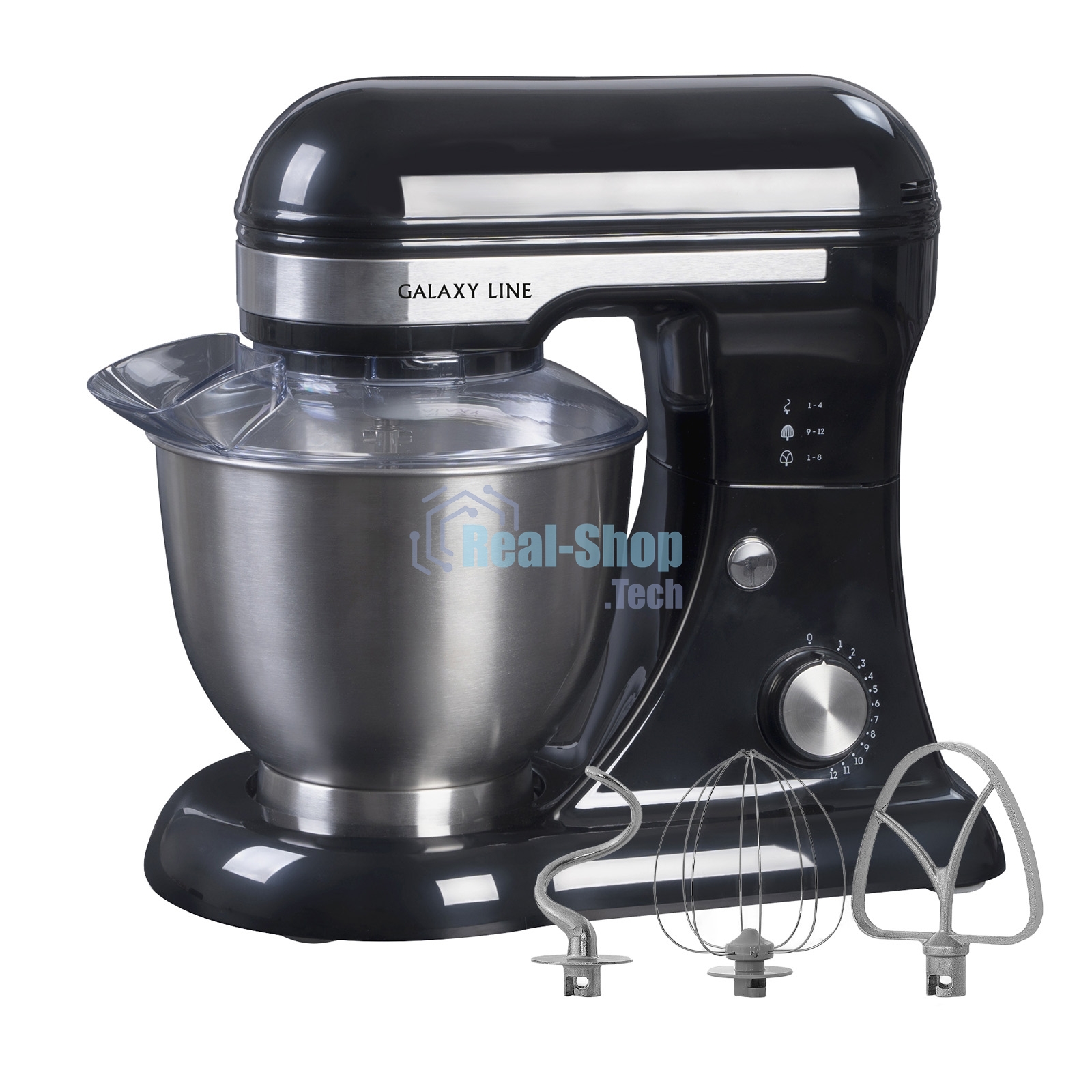 Миксер Galaxy Line GL 2230, черный, планетарный, 700 Вт, 12 скоростей