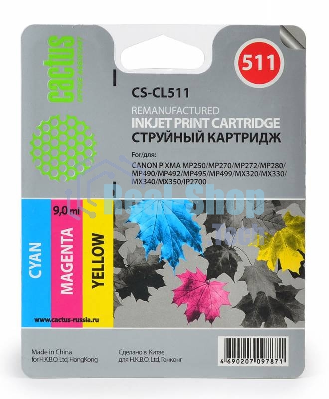 Картридж струйный Cactus CS-CL511 многоцветный (9 мл) для Canon MP240 MP250 MP260 MP270 MP480