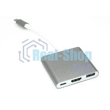 Адаптер Type-C на USB, HDMI 4K Type-С для MacBook, серый