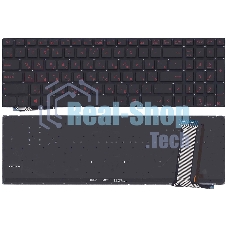 Клавиатура для ноутбука Asus G771, N551 черная без рамки с красной подсветкой