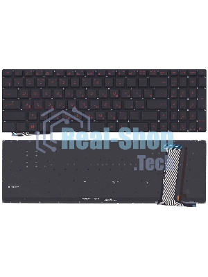 Клавиатура для ноутбука Asus G771, N551 черная без рамки с красной подсветкой