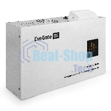 Стабилизатор напряжения ExeGate Master AV-10000 (10000ВА, 140-260В, цветной дисплей, 220В±8%, КПД 98%, 5 уровней защиты, задержка, усиленный метал.корпус, клем.колодка+евророзетка, RTL)