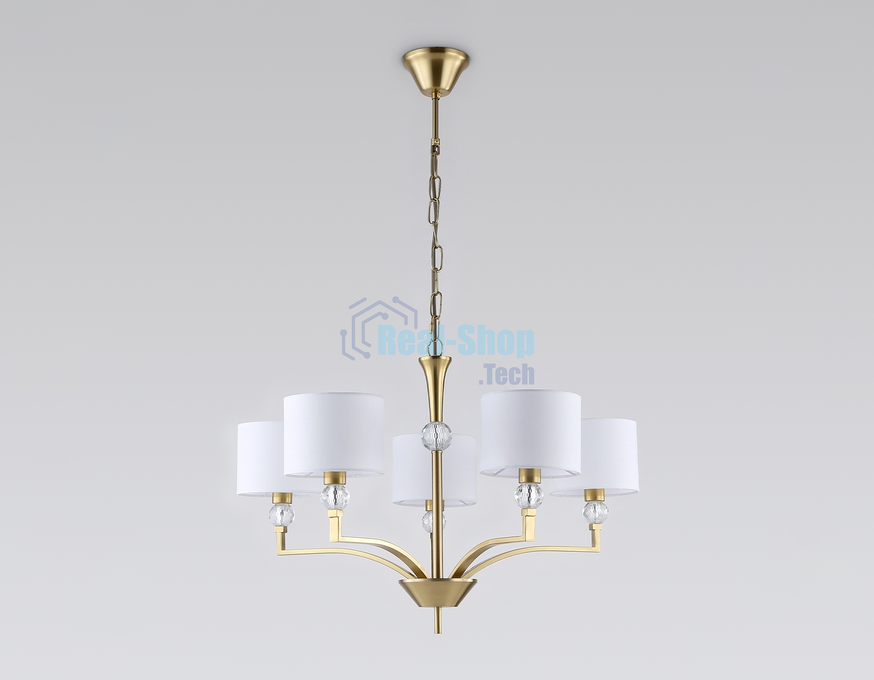 Люстра Ambrella light LH71131/5 BS/WH латунь/белый E14/5 max 40W D660*880