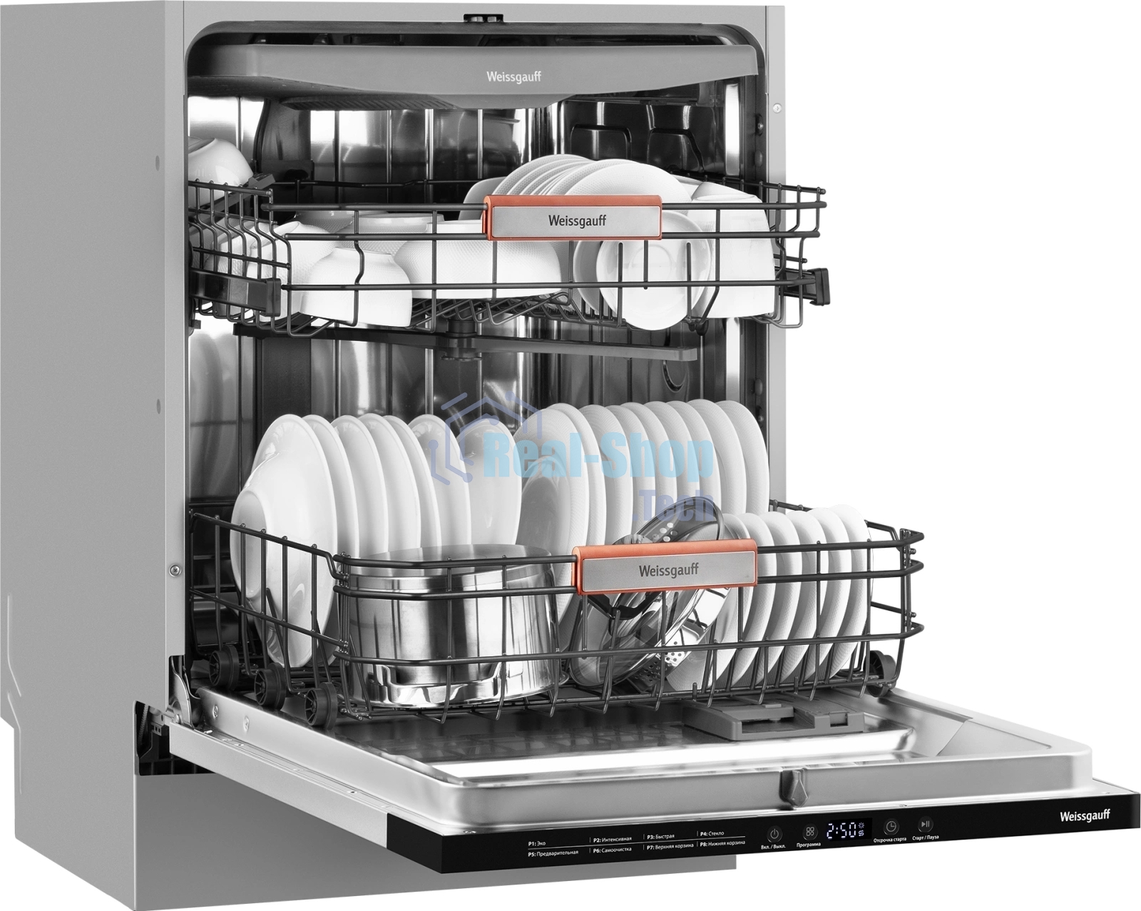 Встраиваемая посудомоечная машина Weissgauff BDW 6038 Infolight, белый, 59.8 см, 14 компл., 49 дБ, класс A++