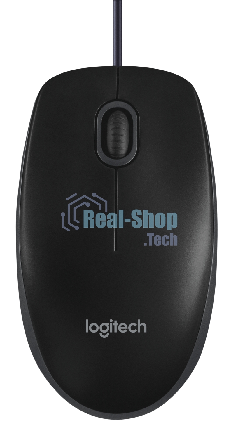 Мышь проводная Logitech B100 черный, 1000 dpi, USB, кнопки - 3