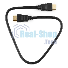 Кабель Cablexpert HDMI CC-HDMI4-0.5M, 19M/19M, v2.0, медь, позол.разъемы, экран, 0.5м, черный, пак