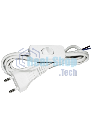 Шнур УШ-1КВ опрессованный с вилкой со встроенным выключателем 2х0,75/2метра, белый ИЭК