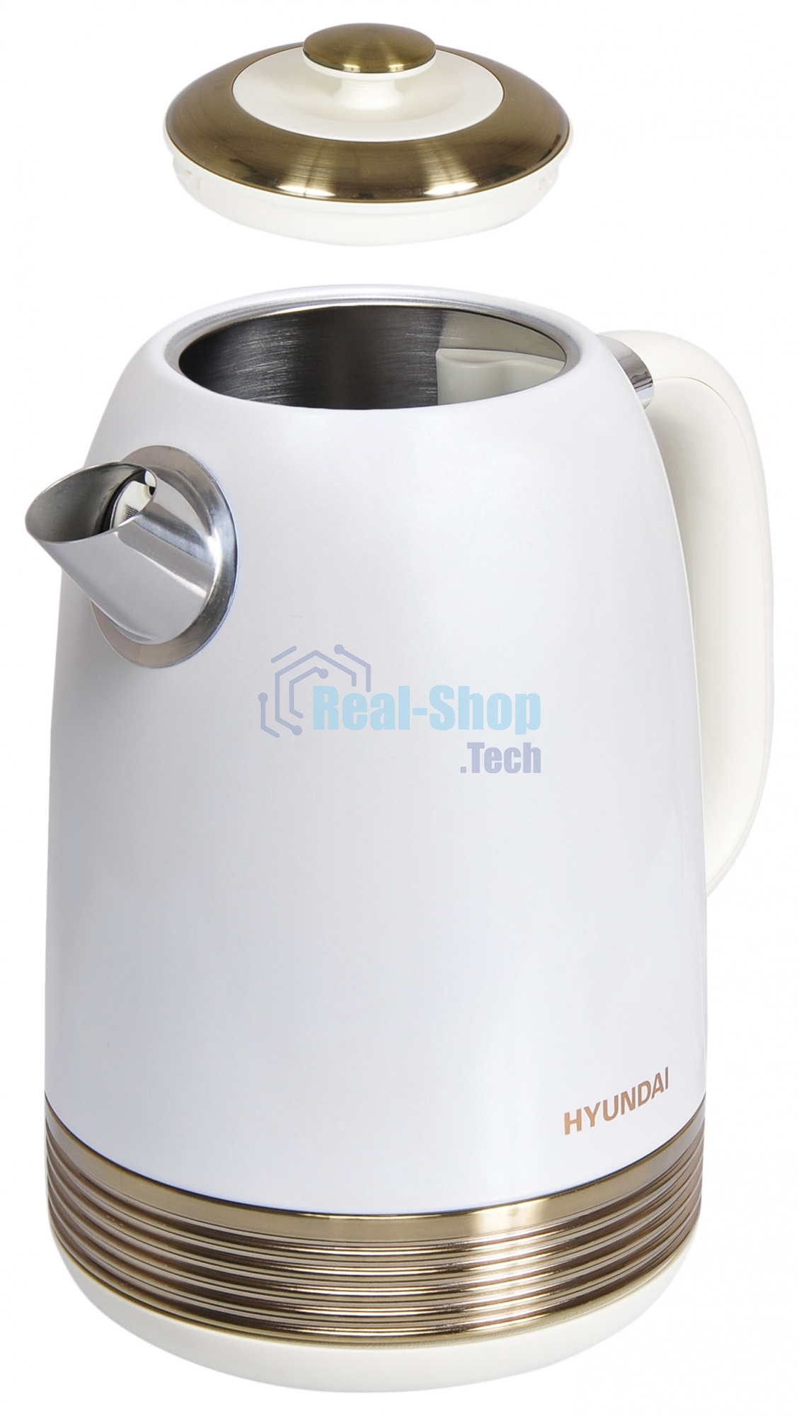 Чайник электрический Hyundai HYK-S4500 1.7л. 2200Вт жемчужный/золотистый (корпус: нержавеющая сталь/пластик)