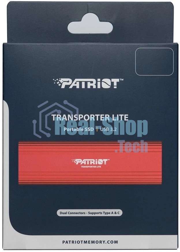 Внешний SSD Patriot Transporter Lite, 4TB, USB 3.2 Gen 2 Type-A/Type-C, R/W 1000/1000, красный