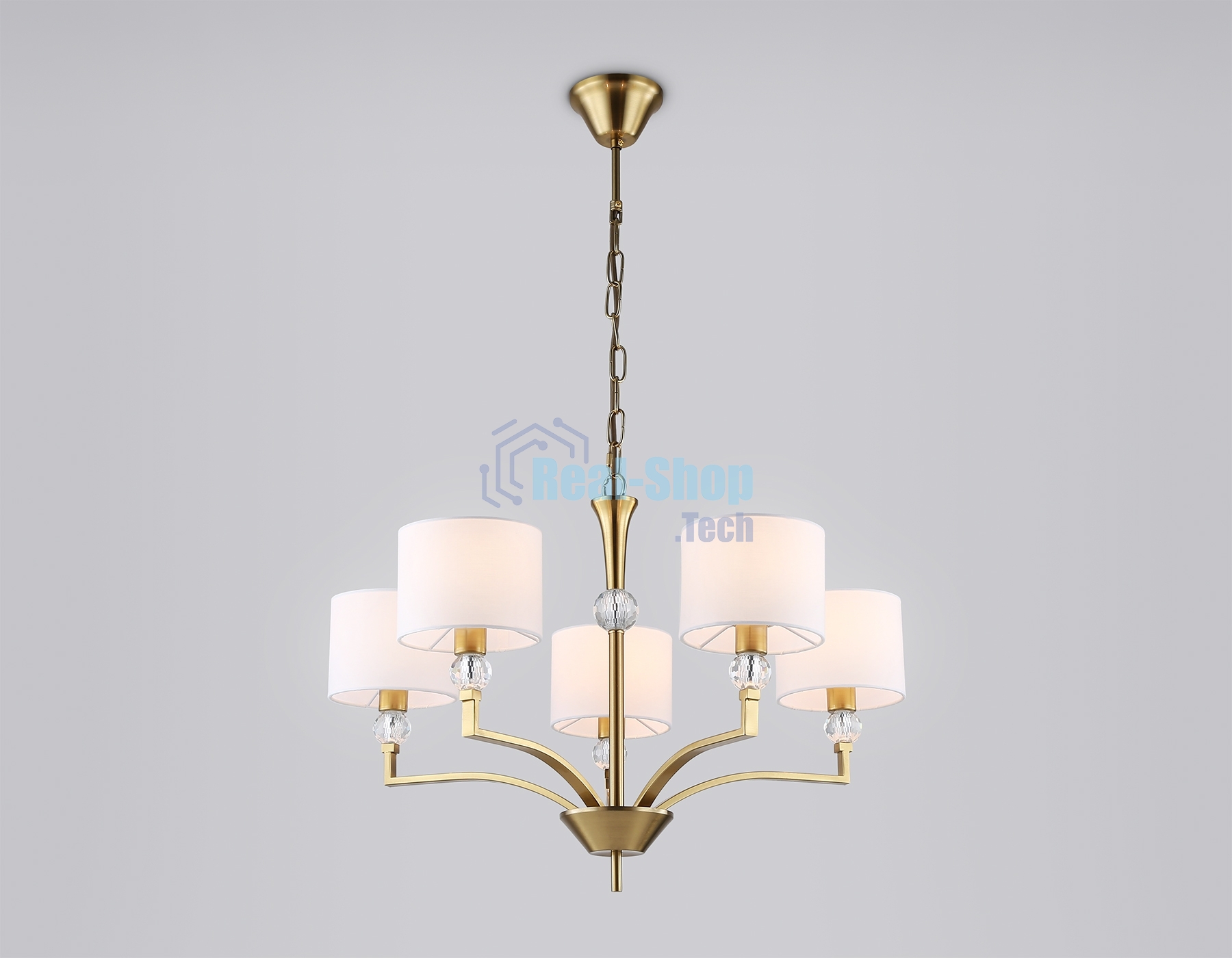 Люстра Ambrella light LH71131/5 BS/WH латунь/белый E14/5 max 40W D660*880