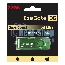 Exegate EX302051RUS USB-флеш накопитель ExeGate Jet Ultra 32GB зеленый (USB3.0/=USB3.1 Gen1/=USB3.2 Gen1 5Gbps, пластик/металл)