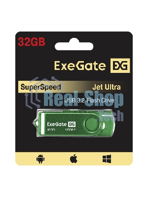 Exegate EX302051RUS USB-флеш накопитель ExeGate Jet Ultra 32GB зеленый (USB3.0/=USB3.1 Gen1/=USB3.2 Gen1 5Gbps, пластик/металл)