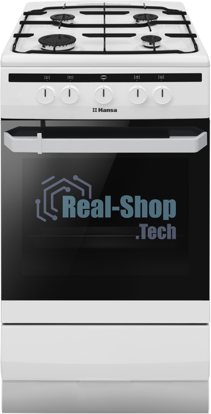 Плита газовая Hansa FCGW51001 белый, конфорок 4 шт, духовка 56 л, 50 см x 85 см x 60 см