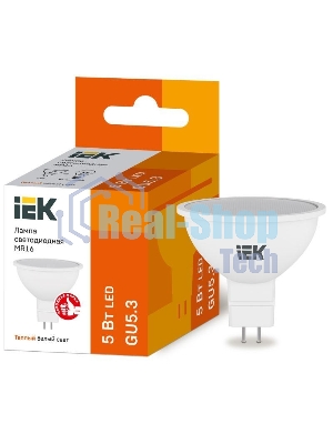 Лампа светодиодная ИЭК LLE-MR16-5-230-30-GU5 ECO MR16 5Вт 3000К теплый белый GU5.3 450лм 230-240В