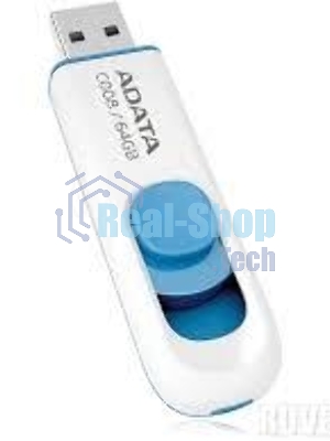 Флешка USB ADATA С008 (AC008-64G-RWE), 64Gb, USB 2.0, R/W 15/5, белый/синий