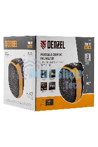 Тепловентилятор керамический Denzel DTFC-700 портативный, черный/желтый, 700 Вт, 10 м2, цифровой термостат
