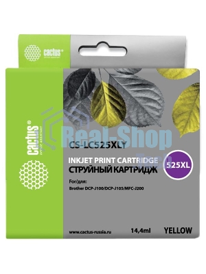 Картридж струйный Cactus CS-LC525XLY желтый (14,4 мл) для Brother DCP-J100/J105/J200