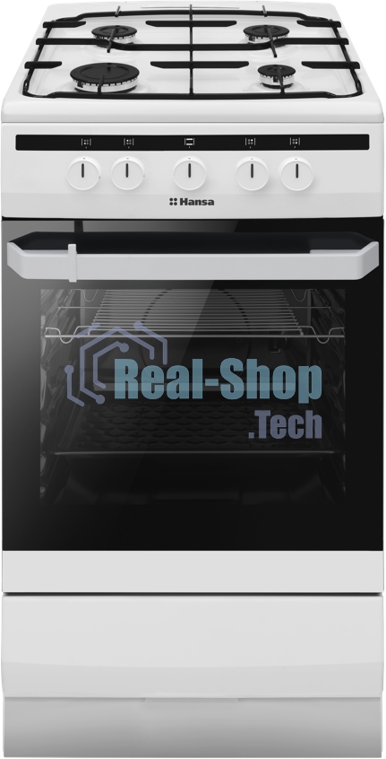 Плита газовая Hansa FCGW51001 белый, конфорок 4 шт, духовка 56 л, 50 см x 85 см x 60 см