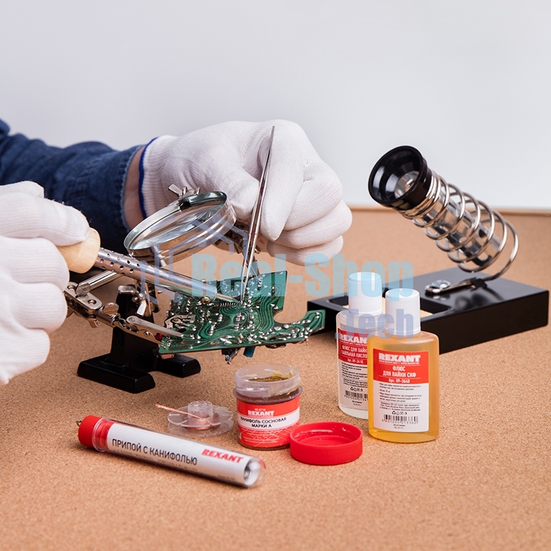 Набор для пайки Rexant К1 универсальный (припой, флюс ПК, флюс СКФ, канифоль, оплетка)