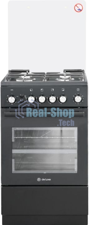 Плита Газовая De Luxe 5040.40г (кр) ЧР-015 черный (стеклянная крышка) реш.чугун